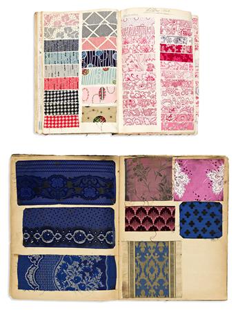 (TEXTILE PATTERN SAMPLES.) Two albums of French and German fabric swatches.                                                                      
